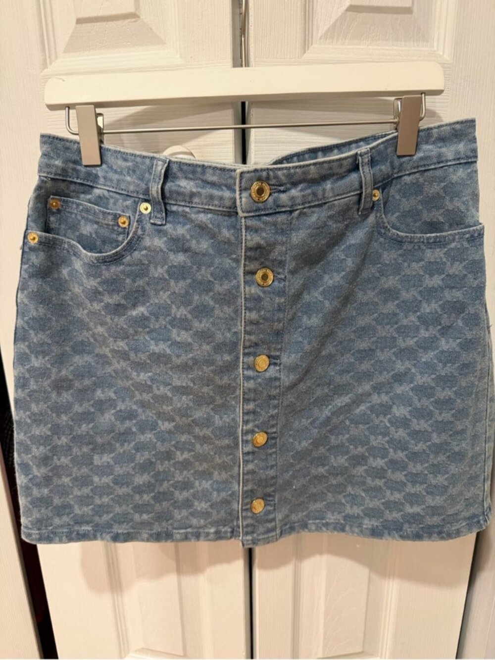 Michael Kors Denim Button-Front Skirt